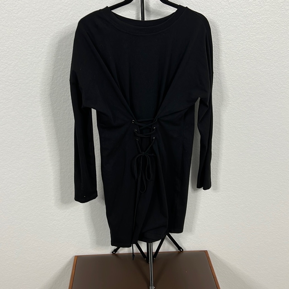 MPC Tie Front Black Casual Dress Size S